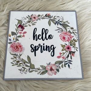 Hello spring white floral spring time home decor large coaster for pitchers